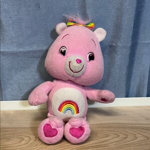 Care Bears Cheer Bear 10” Plush Pink Rainbow 2007 Stuffed Animal Toy Vintage